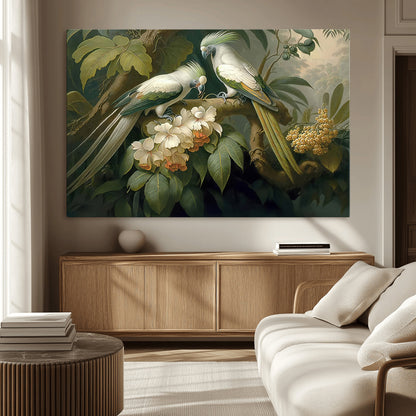 84047-MGV-CV-36X24-Tropical Birds Wall Art – Elegant Botanical Canvas Print, Exotic Nature Decor for Living Room, Bedroom or Office