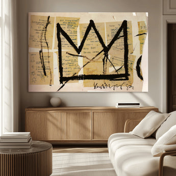 37215-MGV-CV-36X24-Abstract Crown Wall Art – Urban Graffiti Style Canvas Print Modern Street Art Design, Bold Contemporary Decor for Living Room,