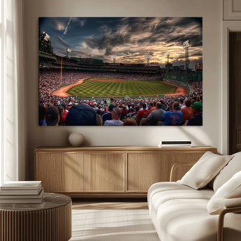 53432-MGV-CV-36X24-Fenway Park Stadium Wall Art Canvas Print, Framed Boston Baseball Stadium Art Picture Print, Massachusetts Fenway Park Perfect