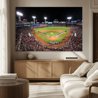 47365-MGV-CV-36X24-Fenway Park Stadium Wall Art Canvas Print, Framed Boston Baseball Stadium Art Picture Print, MLB Stadium Field Perfect Sport Room