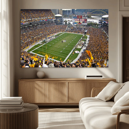 51419-MGV-CV-36X24-Heinz Field Wall Art Canvas Print, Framed Pittsburgh Stadium Field Art Picture Print, Heinz Stadium Field Perfect Sports Room