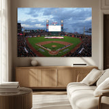44631-MGV-CV-36X24-Oracle Park Stadium Wall Art Canvas Print, Framed San Francisco Giants Art Picture Print, Giants Stadium Field Perfect Sports Room