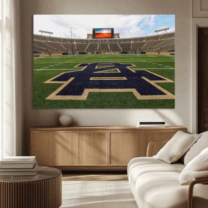 52835-MGV-CV-36X24-Notre Dame Stadium Wall Art Canvas Print, Framed Indiana Stadium Art Picture Print, Notre Dame Field Perfect Sport Room Decor