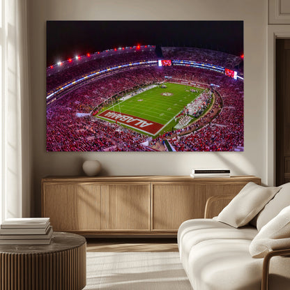 11343-MGV-CV-36X24-Bryant-Denny Stadium Wall Art – Panoramic Alabama Crimson Tide Football Field Canvas Print, Game Day Decor for Office, Man Cave or