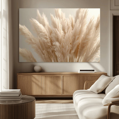 50300-MGV-CV-36X24-Pampas Grass Wall Art Canvas Print, Framed Minimalist Pampas Grass Art Picture Print, Beige Pampas Grass Perfect Minimalist Boho