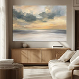 45544-MGV-CV-36X24-Ocean Sunset Wall Art – Serene Seascape Canvas Print with Golden Sky and Calm Water, Coastal Beach Artwork for Living Room,