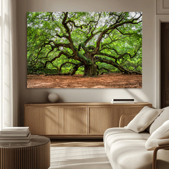 51255351-MGV-CV-36X24-Ancient Tree Wall Art – Majestic Oak Canvas Print, Large Nature Photography, Sacred Forest Landscape Wall Décor, Wisdom Tree