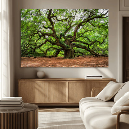 51255351-MGV-CV-36X24-Ancient Tree Wall Art – Majestic Oak Canvas Print, Large Nature Photography, Sacred Forest Landscape Wall Décor, Wisdom Tree
