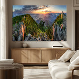 51582565-MGV-CV-36X24-Mountain Sunrise Panorama Wall Art – Scenic Landscape Canvas Print, Hiking Adventure Nature Photography, Large Mountain Range Wall