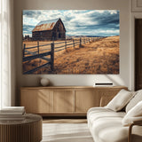 69356982-MGV-CV-36X24-Old Barn Wall Art Canvas Print, Framed Rustic Fence Art Picture Print, Wooden Farmhouse Perfect Rustic Farmhouse Decor Artwork