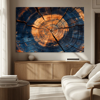 18975622-MGV-CV-36X24-Burnt Wood Wall Art Canvas Print, Framed Aged Timber Art Picture Print, Rustic Tree Slice Perfect Rustic Decor Artwork for Home,