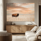 87282289-MGV-CV-36X24-Bison Wall Art Canvas Print, Framed Buffalo Art Picture Print, Western Prairie Perfect Rustic Decor Artwork