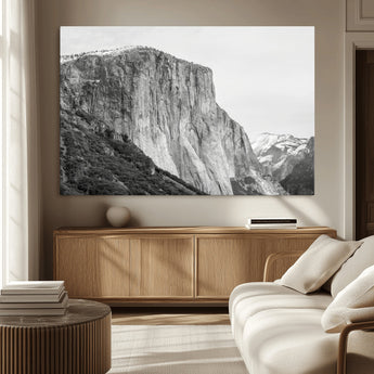 39393420-MGV-CV-36X24-El Capitan Wall Art Canvas Print, Framed Yosemite Cliff Art Picture Print, Monochrome Mountain Perfect Monochrome Sierra Decor