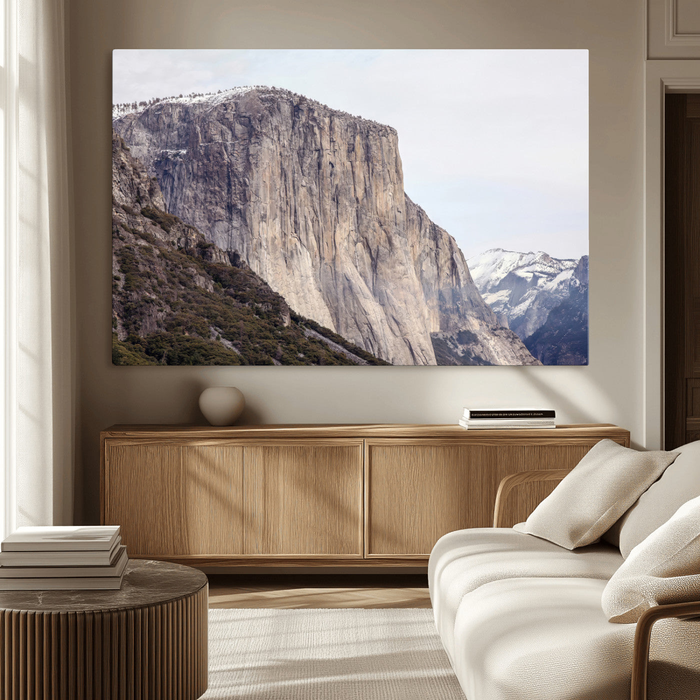 74506434-MGV-CV-36X24-El Capitan Wall Art Canvas Print, Framed Yosemite Cliff Art Picture Print, Sierra Nevada Perfect Sierra Minimalism Decor Artwork