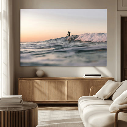 58502923-MGV-CV-36X24-Wave Rider Wall Art Canvas Print, Framed Ocean Wave Art Picture Print, Riding Surf Perfect Sunset Surf Decor Artwork