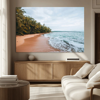 88125882-MGV-CV-36X24-Tropical Shoreline Wall Art Canvas Print, Framed Palm Trees Art Picture Print, Tropical Ocean Perfect Tropical Coastal Decor