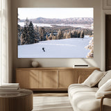 79857868-MGV-CV-36X24-Snowy Mountain Wall Art Canvas Print, Framed Ski Slope Art Picture Print, Winter Forest Perfect Modern Rustic Decor Artwork