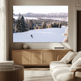 79857868-MGV-CV-36X24-Snowy Mountain Wall Art Canvas Print, Framed Ski Slope Art Picture Print, Winter Forest Perfect Modern Rustic Decor Artwork