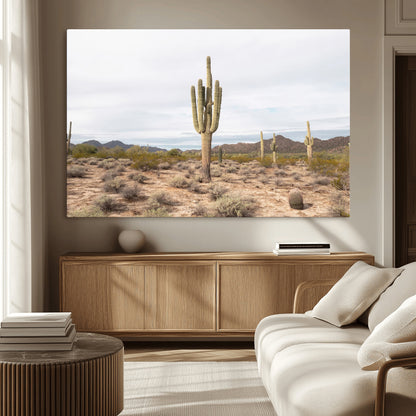 96147924-MGV-CV-36X24-Saguaro Cactus Wall Art Canvas Print, Framed Desert Cactus Art Picture Print, Earthy Desert Perfect Southwestern Boho Decor