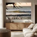 24896468-MGV-CV-36X24-Sunset Surf Wall Art Canvas Print, Framed Golden Waves Art Picture Print, Tropical Ocean Perfect Tropical Boho Decor Artwork