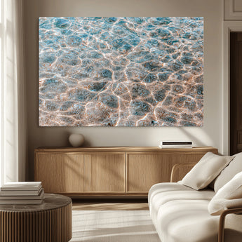 26580287-MGV-CV-36X24-Clear Water Wall Art Canvas Print, Framed Sunlit Ripples Art Picture Print, Ocean Texture Perfect Modern Coastal Decor Artwork