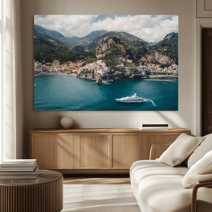 20321590-MGV-CV-36X24-Amalfi Coast Wall Art Canvas Print, Framed Italy Travel Art Picture Print, Mediterranean Landscape Perfect Mediterranean Coastal