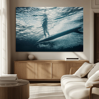 71192524-MGV-CV-36X24-Submerged Surf Wall Art Canvas Print, Framed Underwater Perspective Art Picture Print, Ocean Surf Perfect Coastal Adventure Decor