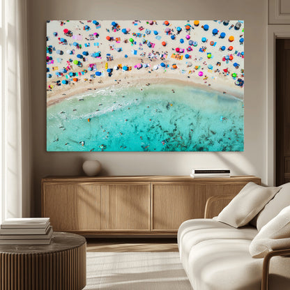 76172085-MGV-CV-36X24-Tropical Shoreline Wall Art Canvas Print, Framed Beach Relaxing Art Picture Print, Aerial Summer Perfect Coastal Vibrant Decor