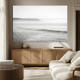 60635783-MGV-CV-36X24-Black White Seascape Wall Art Canvas Print, Framed Ocean Waves Art Picture Print, Misty Coastal Perfect Minimalist Coastal Decor