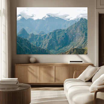 79393816-MGV-CV-36X24-Misty Mountain Wall Art Canvas Print, Framed Cloudy Andean Art Picture Print, Rugged Mountain Perfect Rustic Nature Decor Artwork