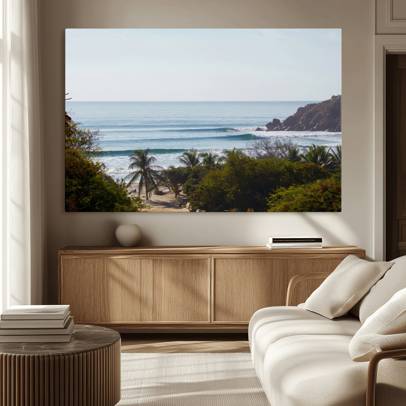 88336640-MGV-CV-36X24-Tropical Beach Scene Wall Art Canvas Print, Framed Coastal Photography Art Picture Print, Ocean Horizon Art Perfect Coastal Boho