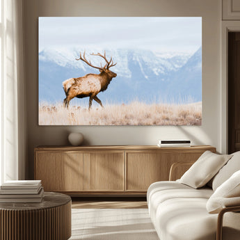 96024025-MGV-CV-36X24-Elk Photography Wall Art Canvas Print, Framed Mountain Wildlife Art Picture Print, Rustic Lodge Decor Perfect Rustic Lodge Decor