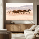 83644685-MGV-CV-36X24-Wild Horse Art Wall Art Canvas Print, Framed Rustic Western Art Picture Print, Desert Horse Scene Perfect Rustic Western Decor