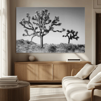 50975475-MGV-CV-36X24-Joshua Tree Art Wall Art Canvas Print, Framed Desert Tree Print Art Picture Print, Black White Nature Perfect Southwestern Boho
