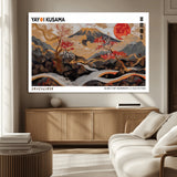 85375874-MGV-CV-36X24-Mount Fuji Abstract Wall Art – Japanese Landscape Canvas Print, Cherry Blossom & Red Sun Painting, Elegant Modern Zen Asian Home