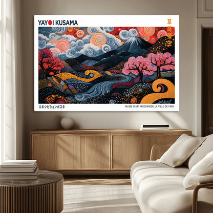 43879290-MGV-CV-36X24-Japanese Abstract Wall Art – Mount Fuji Cherry Blossom Canvas Print, Modern Asian Inspired Landscape Decor for Living Room,