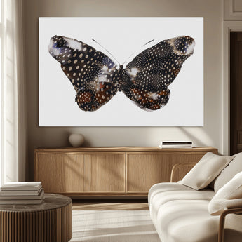 99831147-MGV-CV-36X24-Spotted Butterfly Wall Art Canvas Print, Framed Neutral Insect Theme Art Picture Print, Earthy Wing Pattern Perfect Modern Rustic