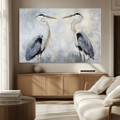90806932-MGV-CV-36X24-Heron Wall Art Wall Art Canvas Print, Framed Bird Canvas Decor Art Picture Print, Nature Inspired Perfect Coastal Minimalist Decor