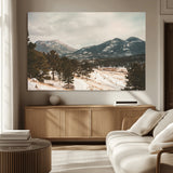 77311749-MGV-CV-36X24-Mountain Landscape Wall Art Canvas Print, Framed Snowy Peaks Art Picture Print, Alpine Aesthetic Perfect Rustic Winter Decor