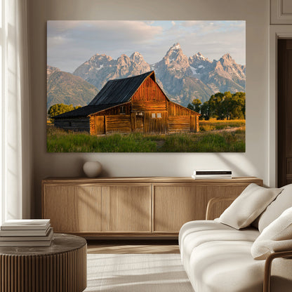 31771014-MGV-CV-36X24-Rustic Barn Wall Art Canvas Print, Framed Western Landscape Art Picture Print, Farmhouse Style Perfect Rustic Farmhouse Decor