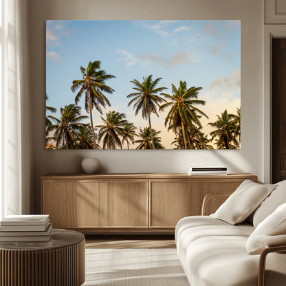 99033771-MGV-CV-36X24-Palm Trees Wall Art Canvas Print, Framed Tropical Vibes Art Picture Print, Coastal Sunset Perfect Coastal Boho Decor Artwork