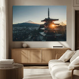 87729656-MGV-CV-36X24-Mount Fuji Wall Art Canvas Print, Framed Japan Travel Art Picture Print, Chureito Pagoda Perfect Zen Minimalism Decor Artwork