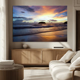 36714356-MGV-CV-36X24-Beach Sunset Wall Art Canvas Print, Framed Ocean Waves Art Picture Print, Tropical Seascape Perfect Coastal Serenity Decor Artwork