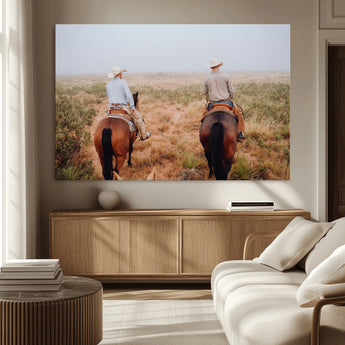 54943176-MGV-CV-36X24-Cowboy Wall Art Wall Art Canvas Print, Framed Western Canvas Art Picture Print, Rustic Ranch Scene Perfect Rustic Western Decor