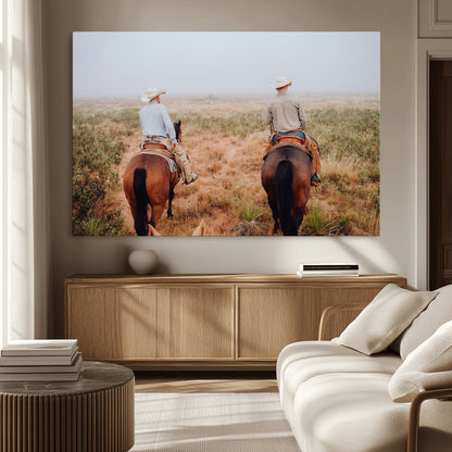 54943176-MGV-CV-36X24-Cowboy Wall Art Wall Art Canvas Print, Framed Western Canvas Art Picture Print, Rustic Ranch Scene Perfect Rustic Western Decor