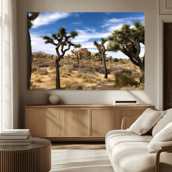25722592-MGV-CV-36X24-Joshua Tree Desert Wall Art Canvas Print, Framed Southwestern Nature Art Picture Print, Rustic Earth Tones Perfect Southwestern