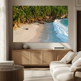 82312665-MGV-CV-36X24-Tropical Beach Wall Art Canvas Print, Framed Ocean Waves Art Picture Print, Palm Trees Perfect Coastal Minimalist Decor Artwork