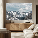 94074619-MGV-CV-36X24-Snowy Peaks Wall Art Canvas Print, Framed Alpine Wilderness Art Picture Print, Mountain Escape Perfect Winter Serenity Decor