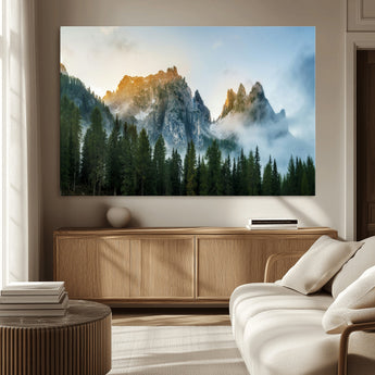 21145440-MGV-CV-36X24-Wilderness Wall Art Wall Art Canvas Print, Framed Nature Landscape Decor Art Picture Print, Misty Forest Photography Perfect