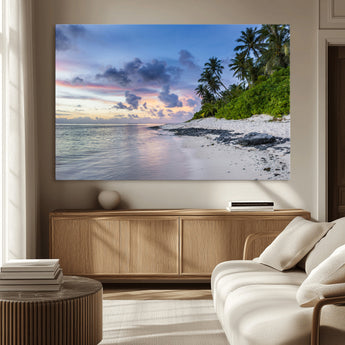 75045485-MGV-CV-36X24-Tropical Beach Wall Art Canvas Print, Framed Sunset Glow Art Picture Print, Palm Tree Coast Perfect Tropical Coastal Decor Artwork